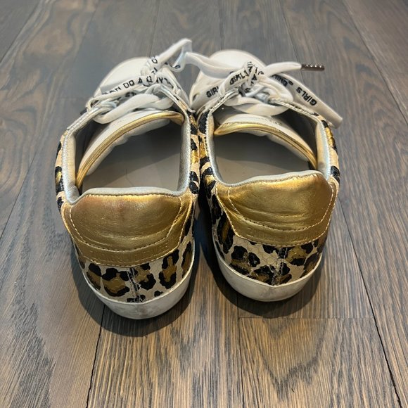 Zadig & Voltaire Leo Wild animal print white leather & gold metallic sneakers - Picture 3 of 5